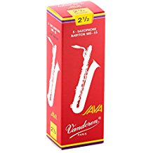 5JBSR25 Vandoren Java Red Bari Sax Reeds 2.5 (5 ct. Box)